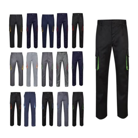 Pantaloni in twill bicolore con tasche