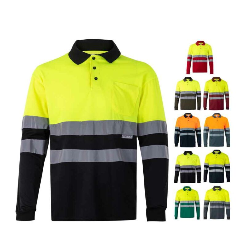 Polo bicolore con maniche lunghe