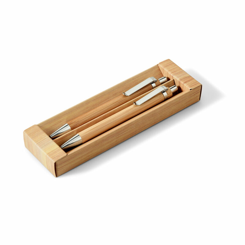 Set con penna a sfera e matita portamine in bambù - immagine 4