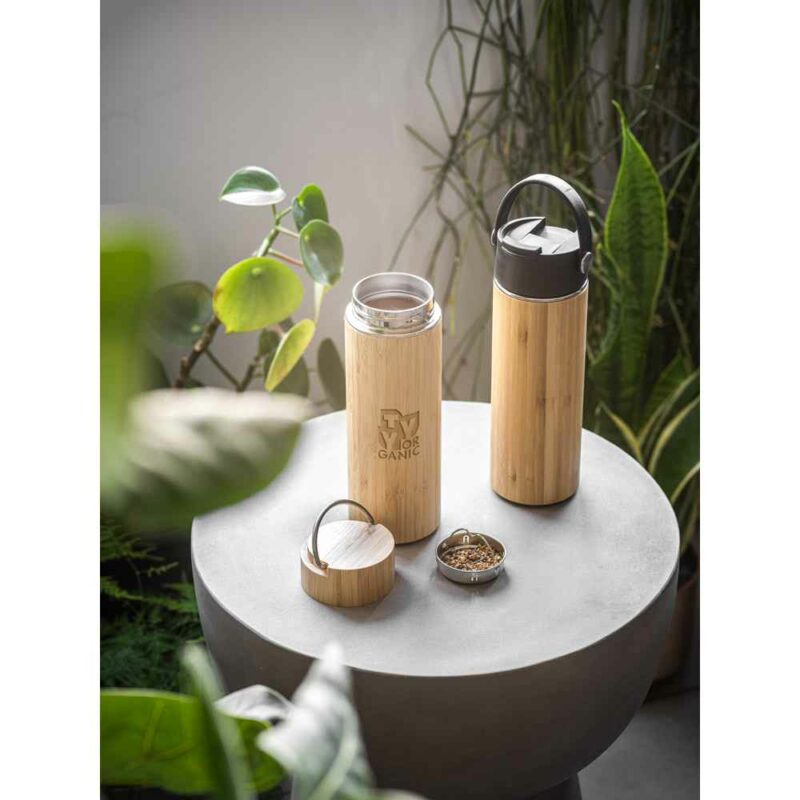 Borraccia termica in bambù e acciaio inox 440 mL - immagine 7